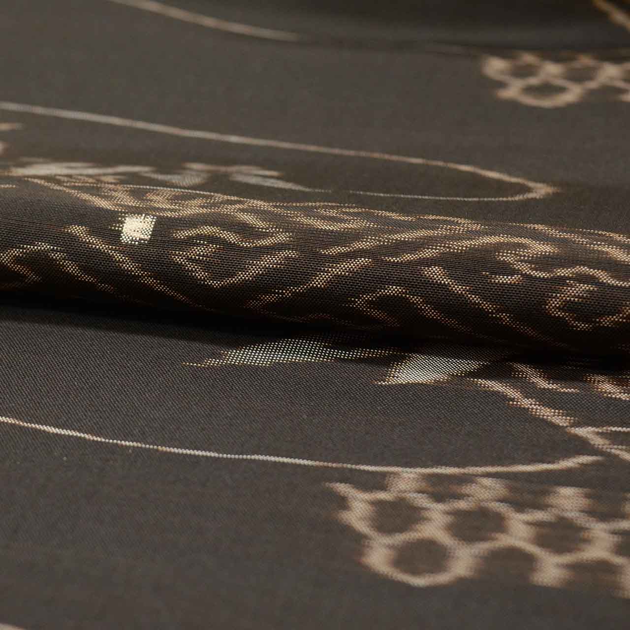 [Used] Kurume Kasuri Recycled Kimono, Pure Silk, Size M, Premium Quality, Length 159.8cm, Kurume Silk Oshima, Matsuzakaya Made, Sleeve Length 64.8cm, Lined, Ready-made, Post-dyed, Brown, Flowing Water and Bamboo Pattern, SILK, Reuse uu2567b 
