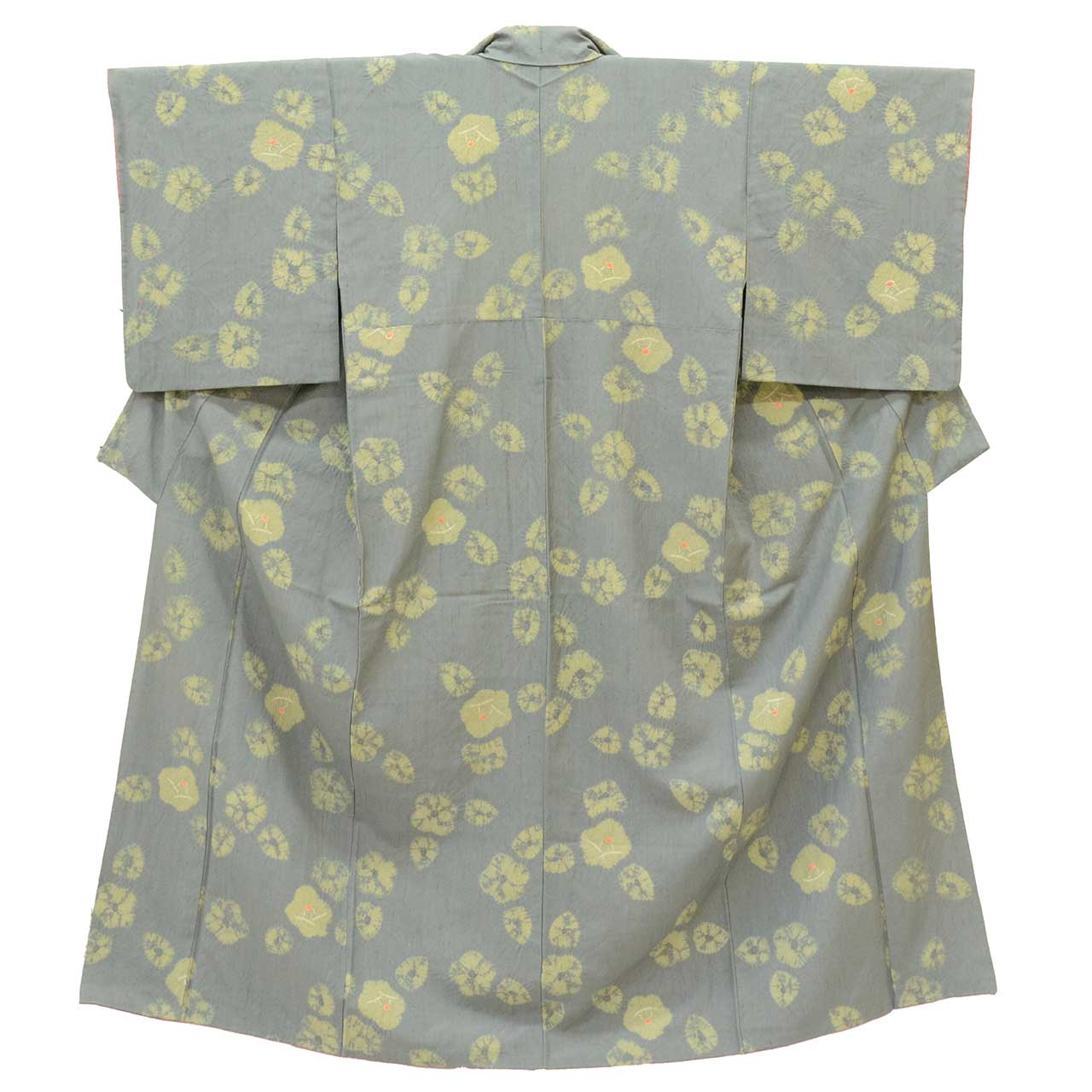 Vintage Japanese Kimono | Tate-fushi Tsumugi | Gray Silk Shibori | Floral Pattern | Plus Size S-L | Sustainable | uu2568b