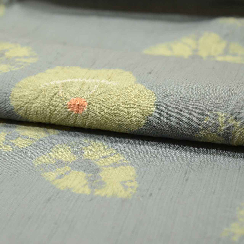 Vintage Japanese Kimono | Tate-fushi Tsumugi | Gray Silk Shibori | Floral Pattern | Plus Size S-L | Sustainable | uu2568b