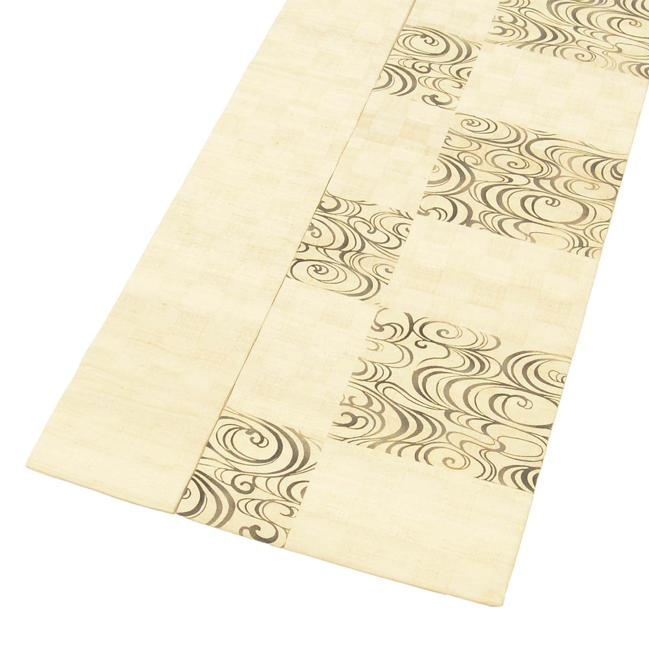 Vintage Japanese Obi | Nagoya Obi | Beige Silk Tsumugi | Kanze Water Pattern | Pearl-tone | Excellent | Sustainable | uu2569b