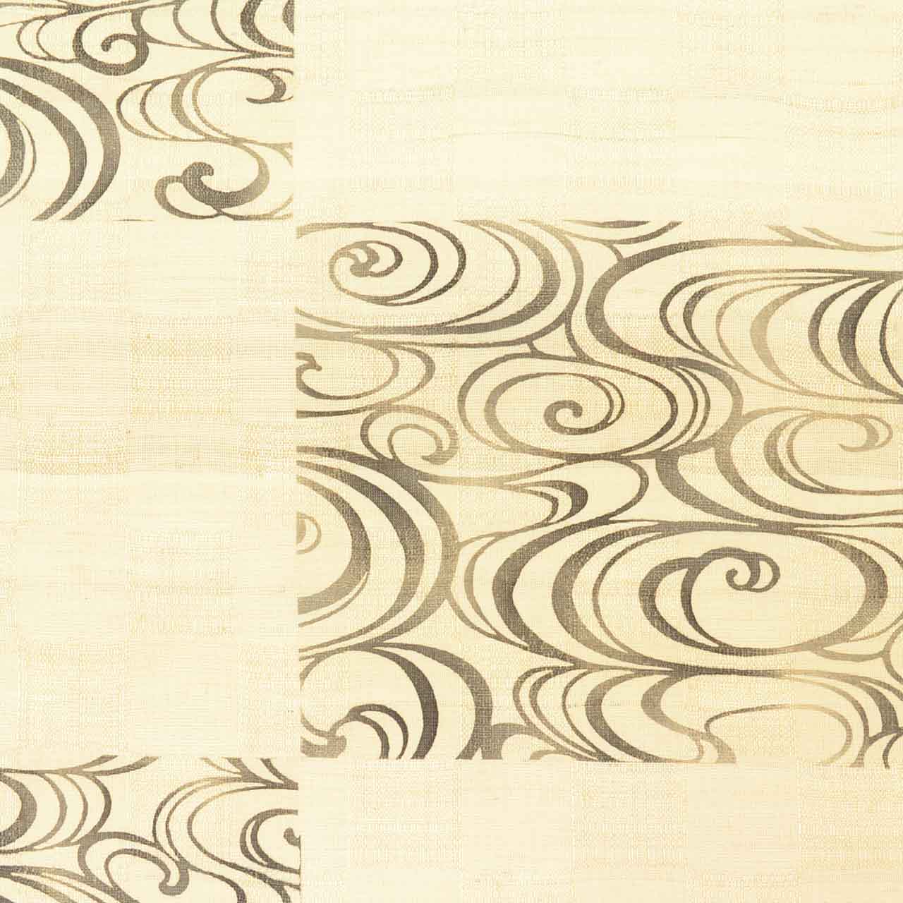 Vintage Japanese Obi | Nagoya Obi | Beige Silk Tsumugi | Kanze Water Pattern | Pearl-tone | Excellent | Sustainable | uu2569b