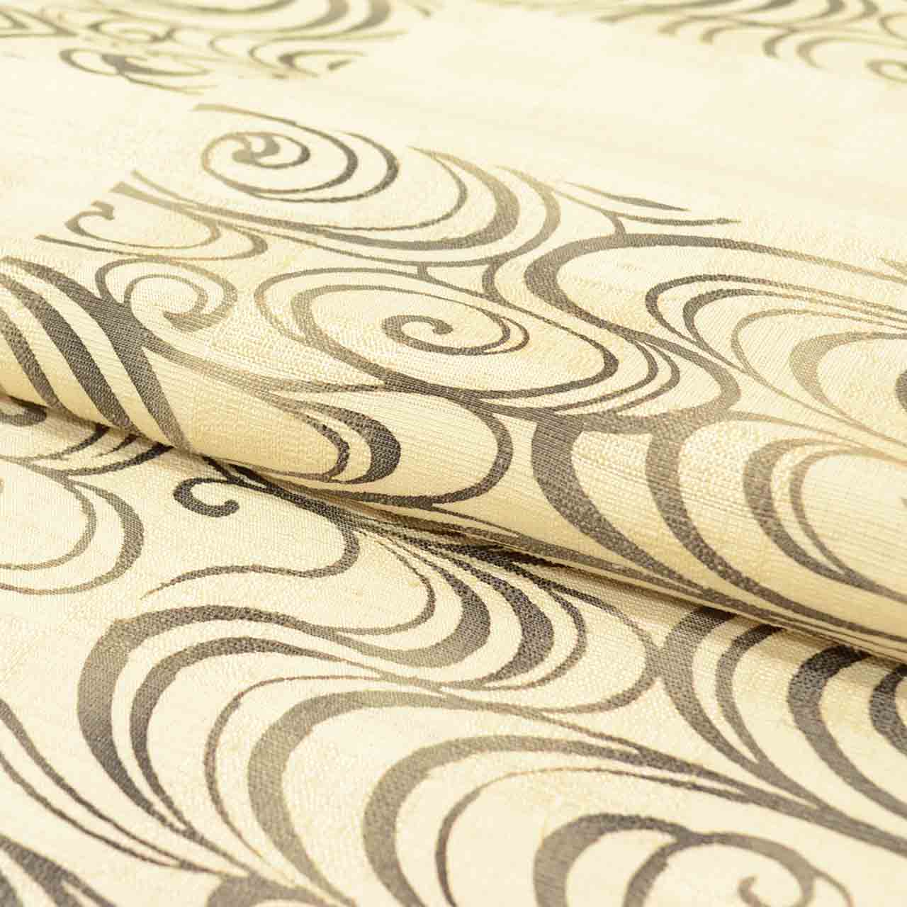 Vintage Japanese Obi | Nagoya Obi | Beige Silk Tsumugi | Kanze Water Pattern | Pearl-tone | Excellent | Sustainable | uu2569b