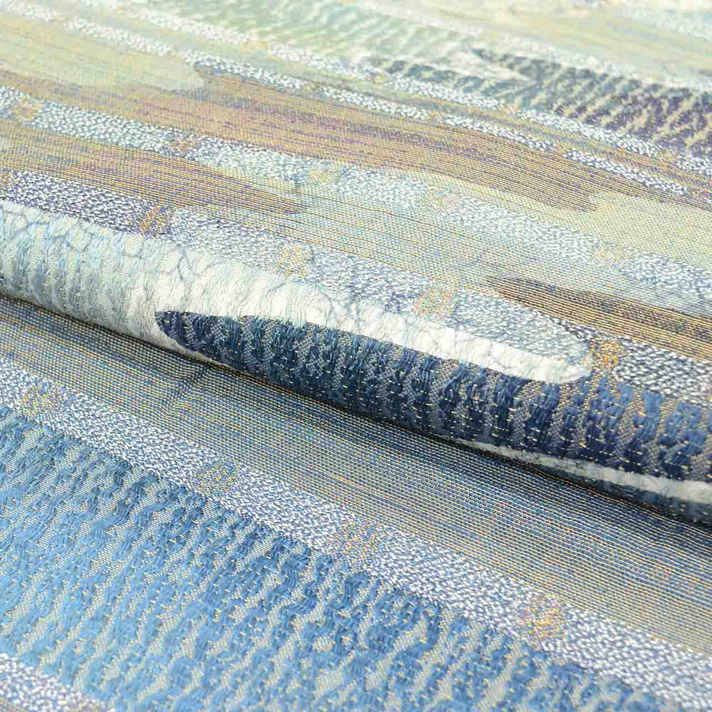 Vintage Japanese Obi | Fukuro Obi | Blue Navy Silk | Stream Pattern | Kori-ware Ichin-zome | Artisan Daito Kyukyo | Sustainable | uu2570b
