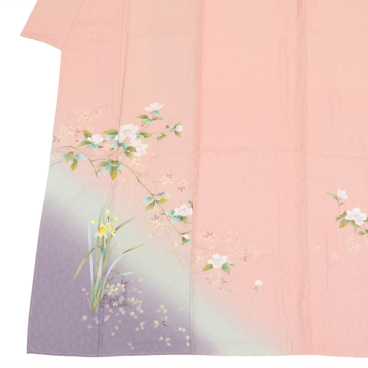 Vintage Japanese Kimono | Tsukesage | Pink Silk | Camellia Iris Pattern | Harebare Guard | Unused | Petite Size SS | Sustainable | uu2578b