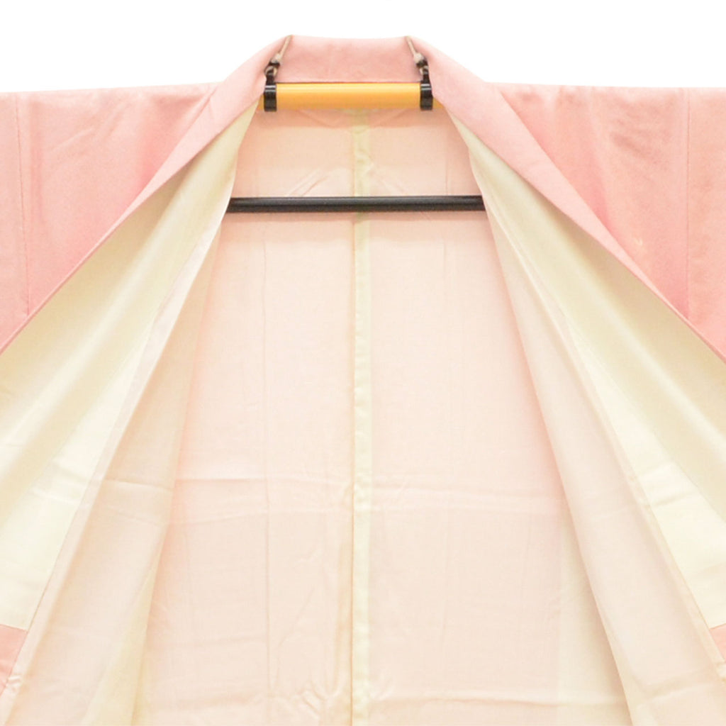 Vintage Japanese Kimono | Tsukesage | Pink Silk | Camellia Iris Pattern | Harebare Guard | Unused | Petite Size SS | Sustainable | uu2578b