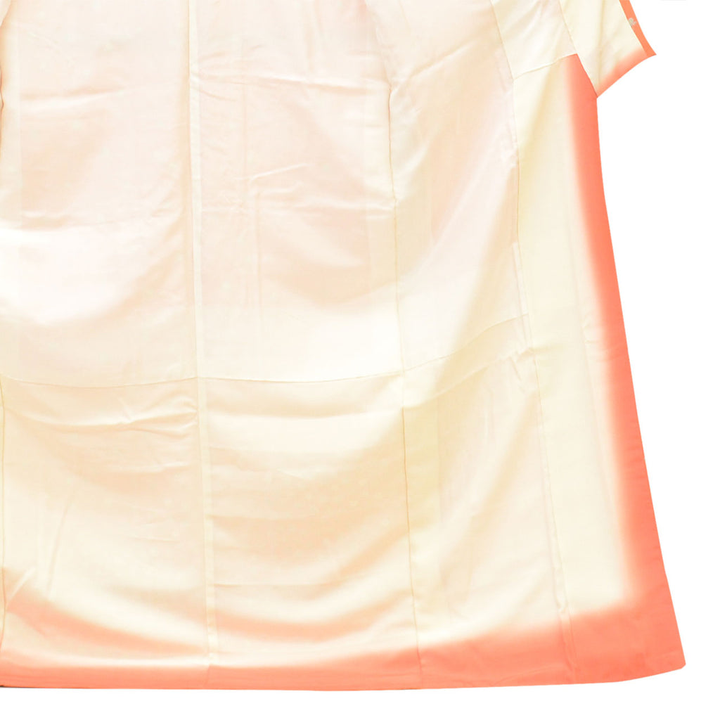 Vintage Japanese Kimono | Tsukesage | Orange Silk | Camellia Pattern | Kyo-Komon Artisan Iseki Kazuo | Size L | Sustainable | uu2579b