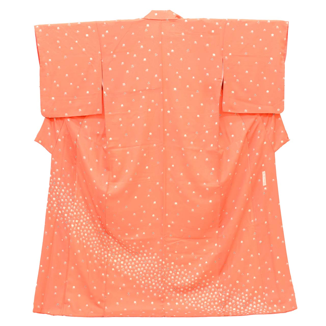 Vintage Japanese Kimono | Tsukesage | Orange Silk | Camellia Pattern | Kyo-Komon Artisan Iseki Kazuo | Size L | Sustainable | uu2579b