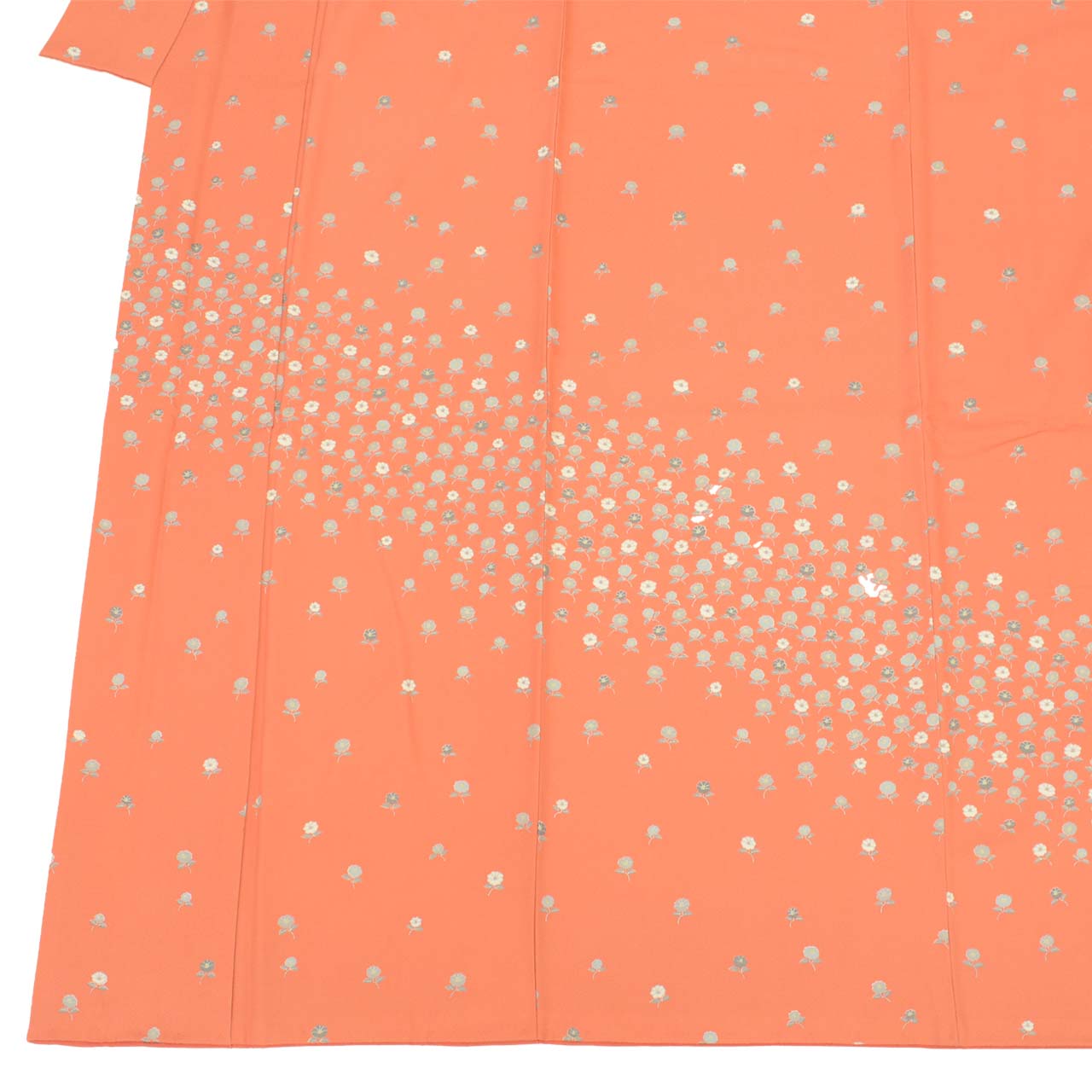 Vintage Japanese Kimono | Tsukesage | Orange Silk | Camellia Pattern | Kyo-Komon Artisan Iseki Kazuo | Size L | Sustainable | uu2579b