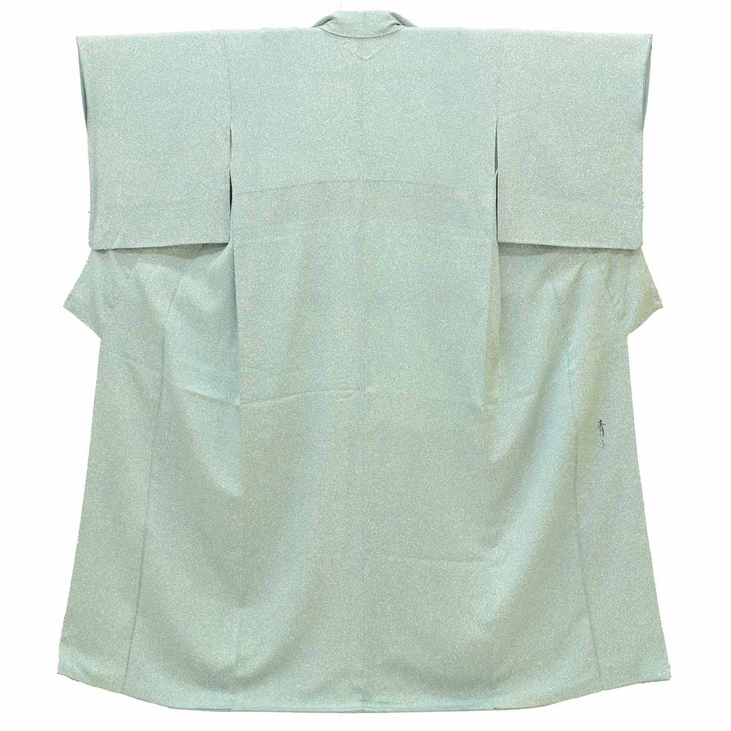 [Used] Recycled Kimono, Komon style, Pure Silk, Size M, Excellent Condition, Length 157.0cm (61.8in), Kyo-Yuzen artist Matsui Seisei, Sleeve length 63.3cm (24.9in), Lined, Ready-made, Signed, Blue mottled, Silk, Reused uu2582b 