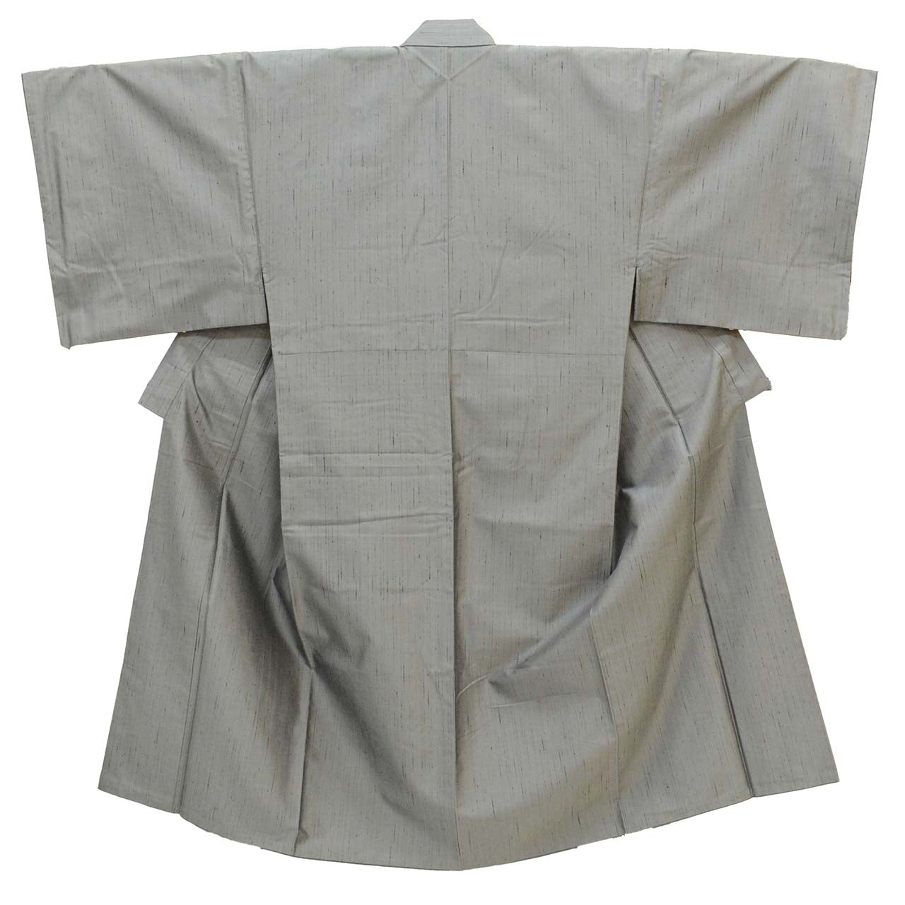 [Used] Vertical Stripe Tsumugi Recycled Kimono, Men's, Pure Silk, Size L, Excellent Condition, Length 147.3cm (58.0in), Sleeve Length 76.2cm (30.0in), Lined, Pearl Tone Processed, Gray, Ready-made, Beautiful Condition, Plain, Silk, Reuse uu2584b 