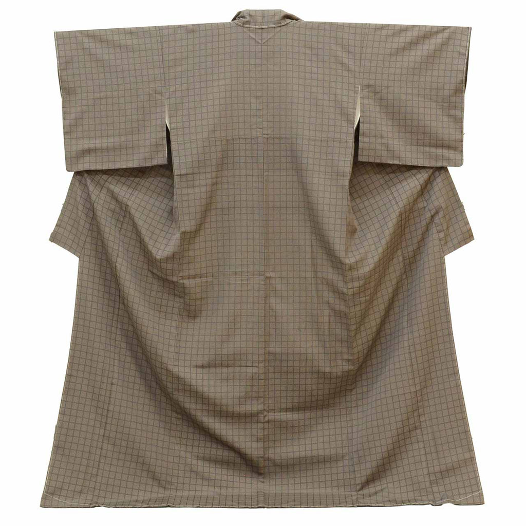 Vintage Japanese Kimono | Omeshi Kimono | Brown Silk | Lattice Pattern | Unused | Tall Size LL | Sustainable | uu2585b