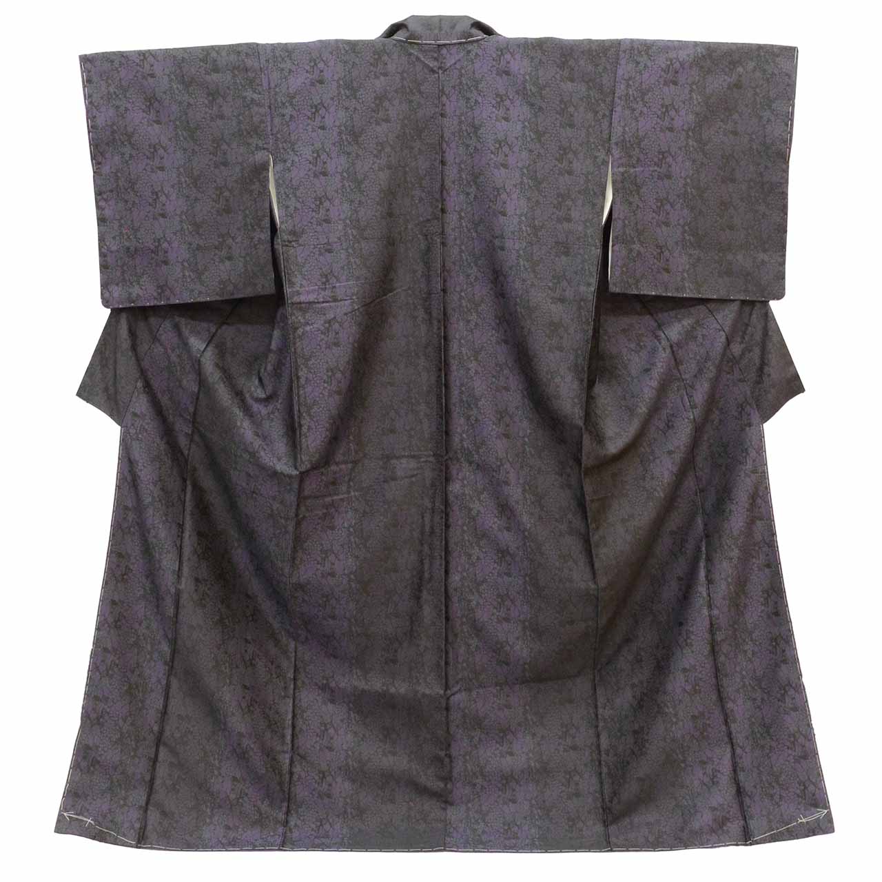Vintage Japanese Kimono | Omeshi Kimono | Black Silk | Grape Pattern | Pearl-tone | Unused | Tall Size LL | Sustainable | uu2588b