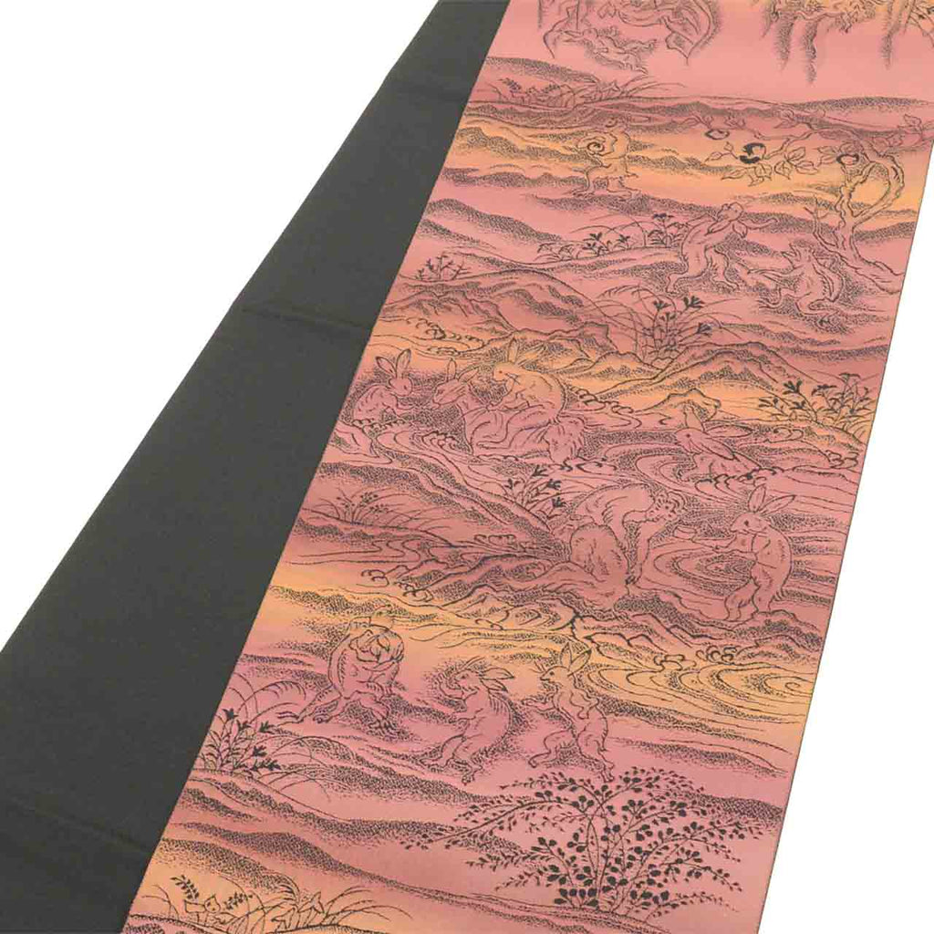 Vintage Japanese Obi | Sha-re Fukuro Obi | Silk Nishijin | Choju-Giga Scrolls | Handwoven | Housho | Sustainable | uu2596b