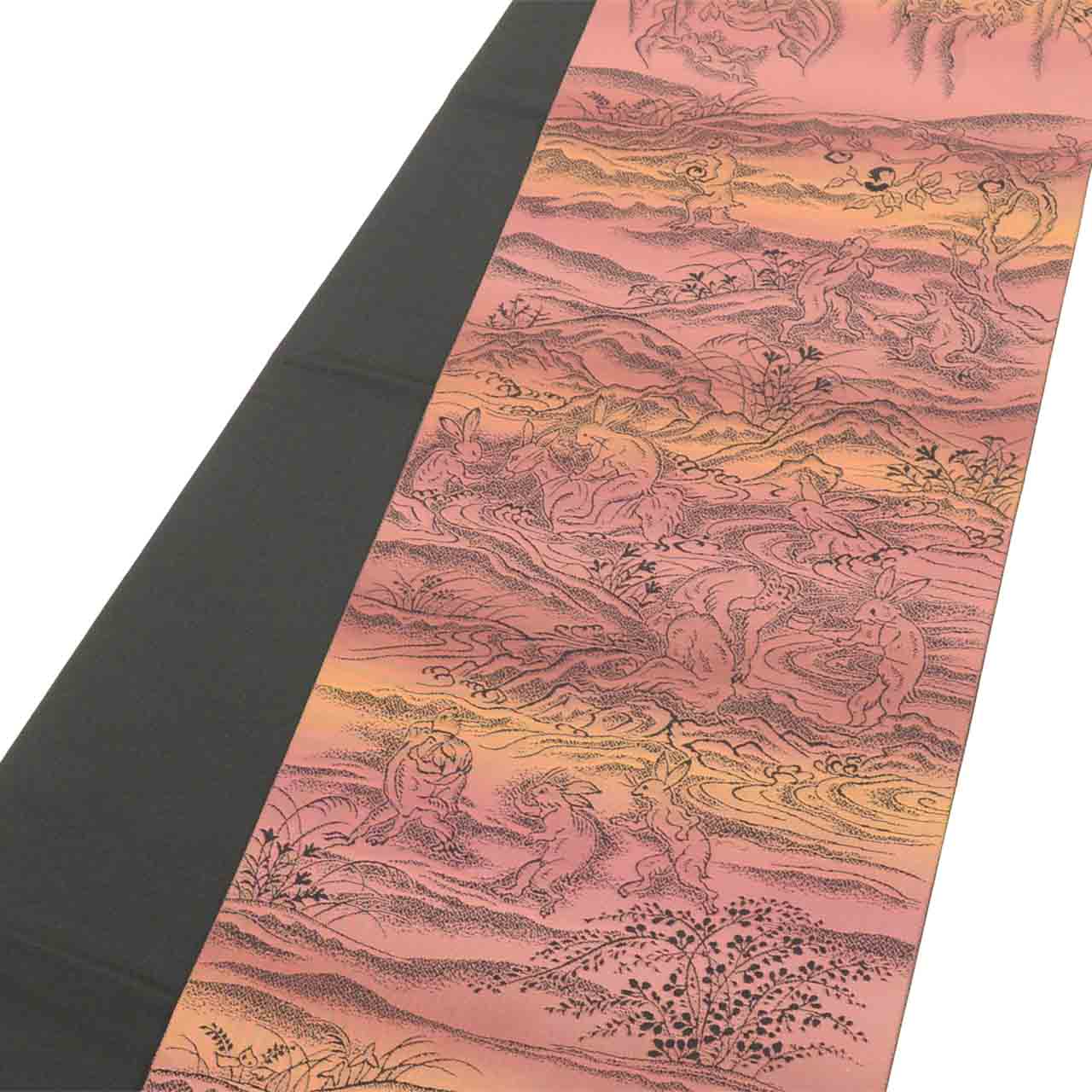 Vintage Japanese Obi | Sha-re Fukuro Obi | Silk Nishijin | Choju-Giga Scrolls | Handwoven | Housho | Sustainable | uu2596b