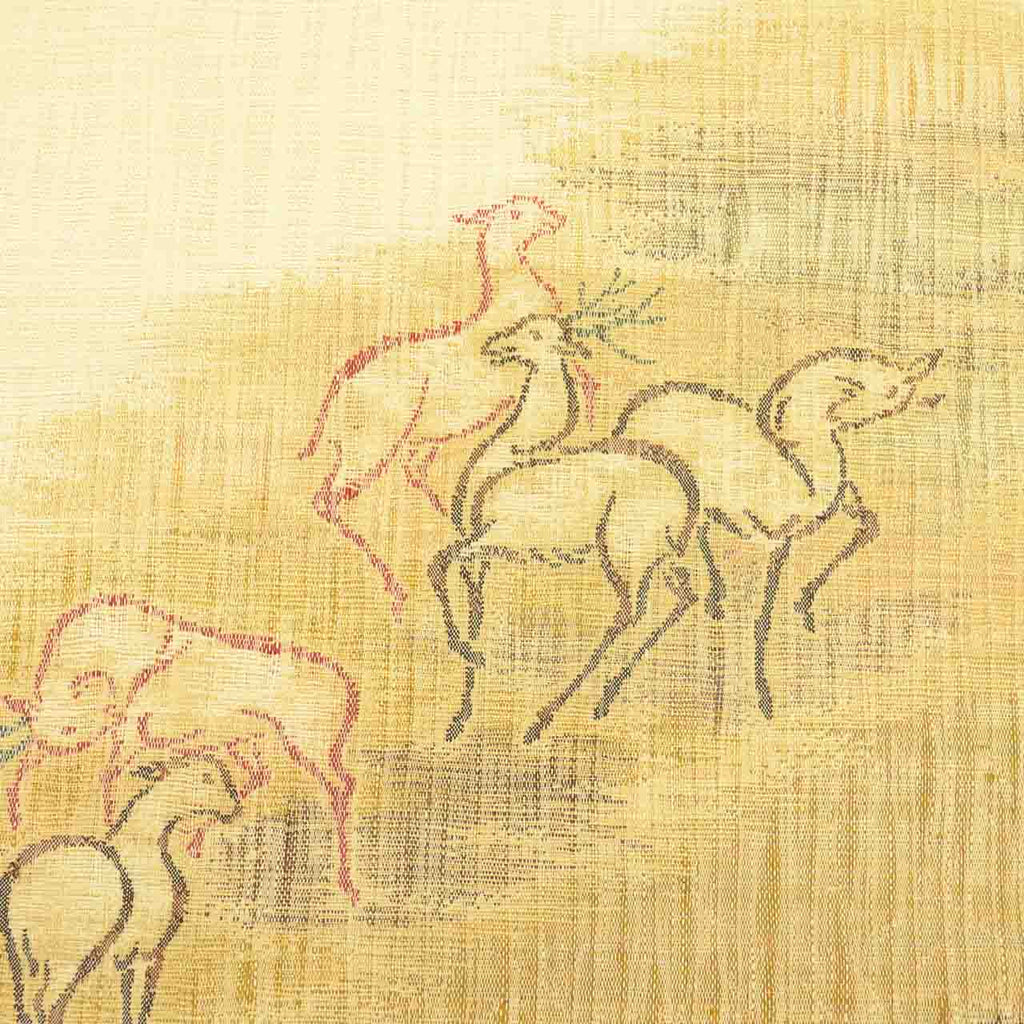 Vintage Japanese Obi | Summer Reversible Fukuro Obi | Silk Tsumugi | Deer Stripe | Nishijin Artist Signed | Sustainable | uu2598b