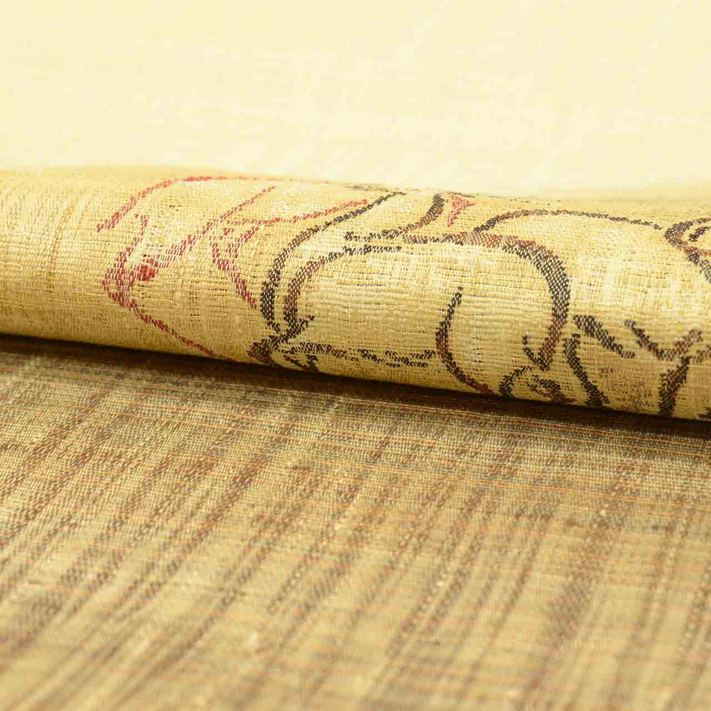 Vintage Japanese Obi | Summer Reversible Fukuro Obi | Silk Tsumugi | Deer Stripe | Nishijin Artist Signed | Sustainable | uu2598b