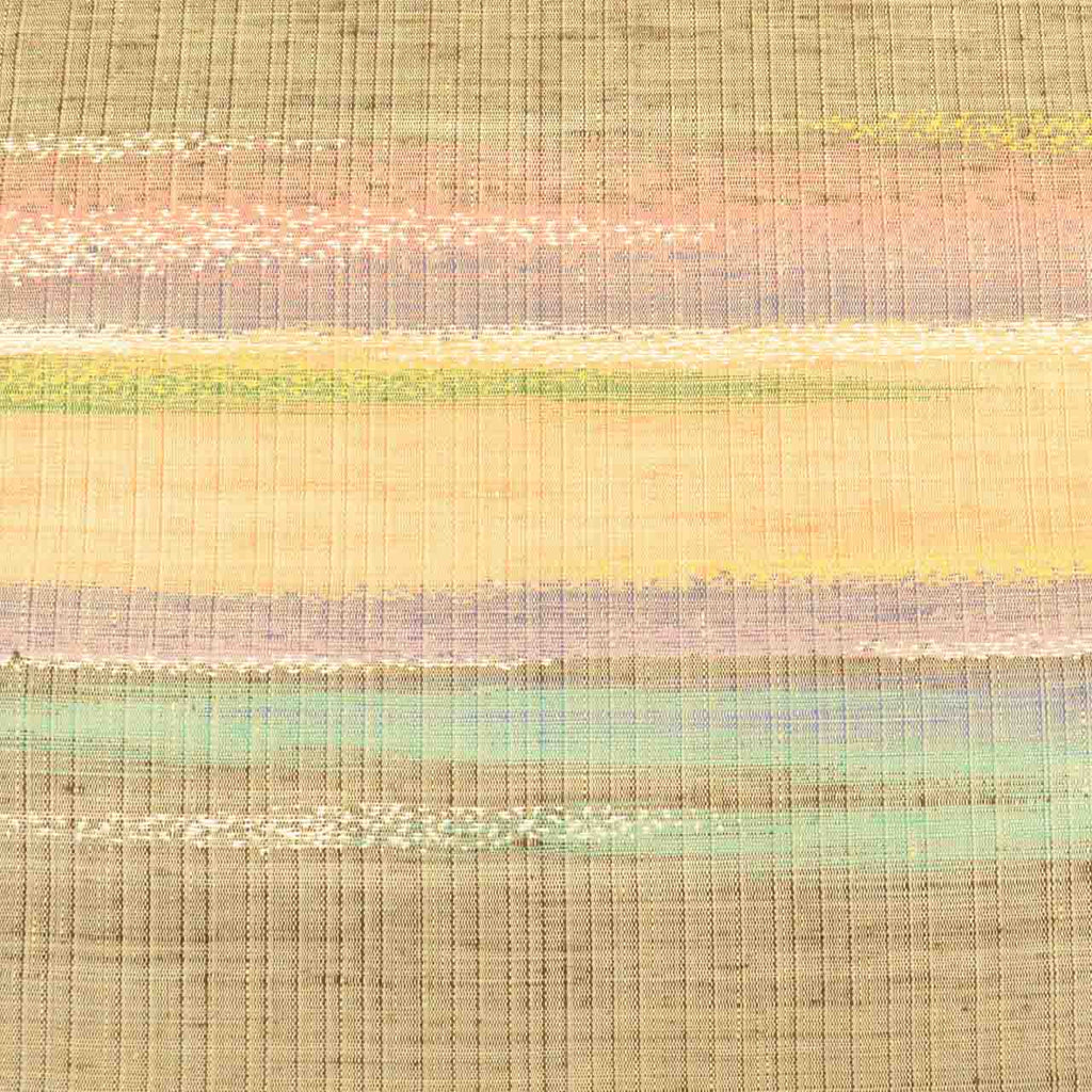 Vintage Japanese Obi | Summer Reversible Fukuro Obi | Silk Tsumugi | Deer Stripe | Nishijin Artist Signed | Sustainable | uu2598b