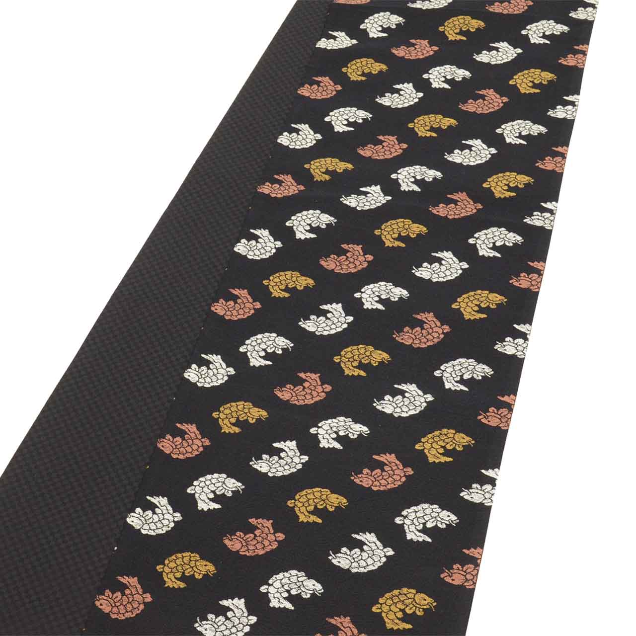 Vintage Japanese Obi | Sha-re Fukuro Obi | Black Silk | Koi Fish | Saki-ori Shosoin | Sustainable | uu2600b