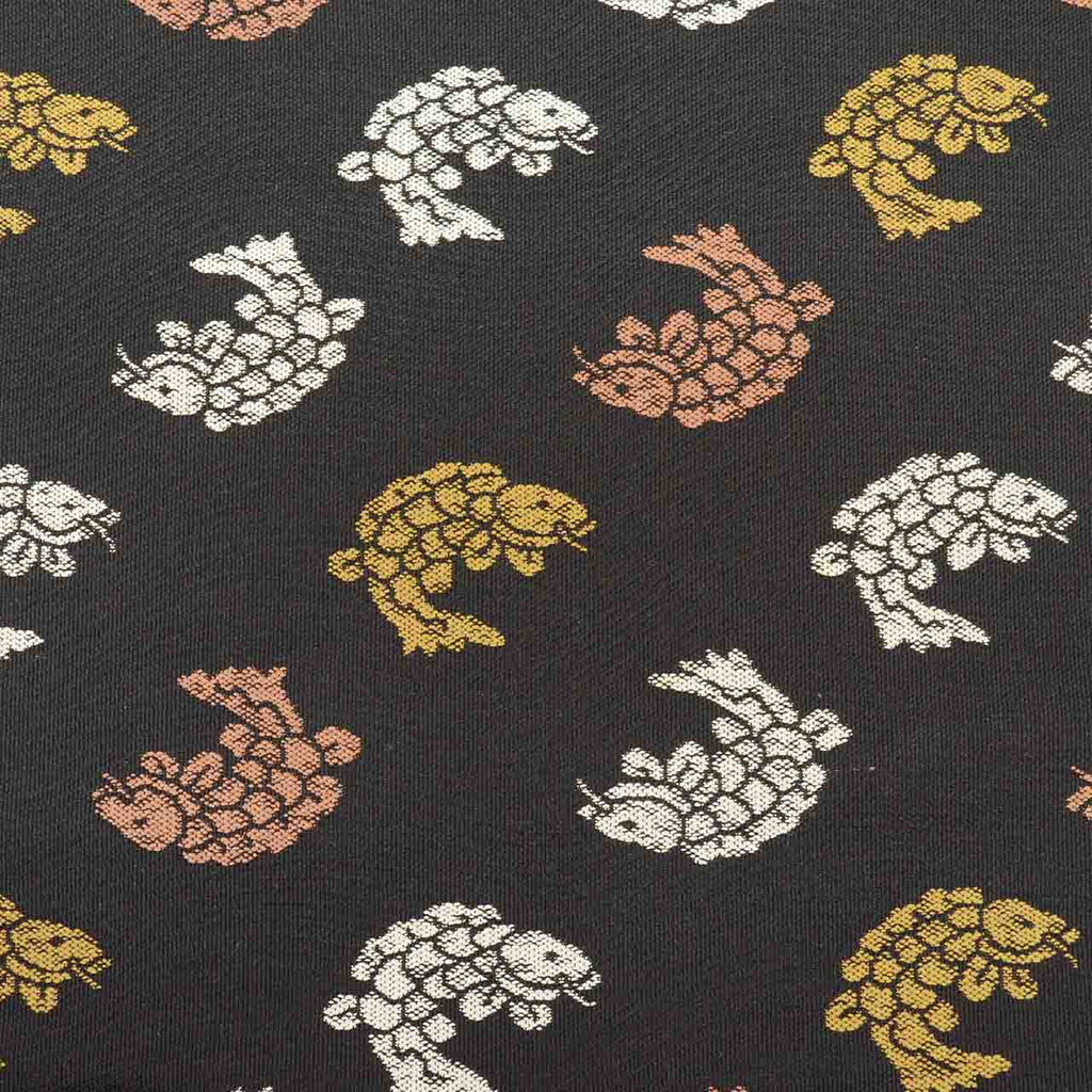 Vintage Japanese Obi | Sha-re Fukuro Obi | Black Silk | Koi Fish | Saki-ori Shosoin | Sustainable | uu2600b