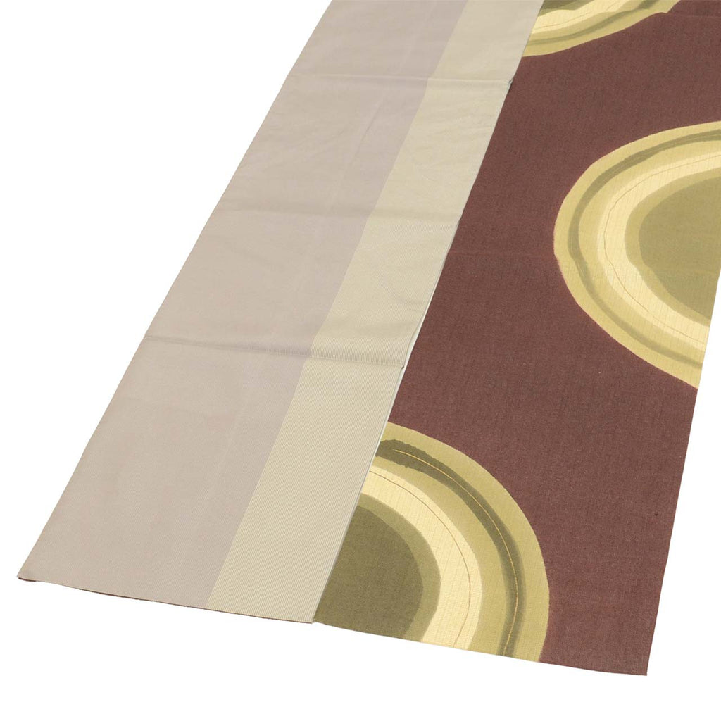 Vintage Japanese Obi | Sha-re Fukuro Obi | Brown Silk Tsumugi | Semicircle Pattern | Gold Foil | Sustainable | uu2601b