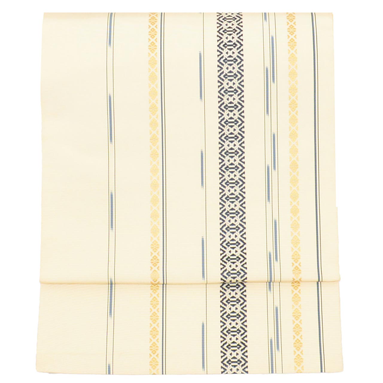 Vintage Japanese Obi | Nagoya Obi | Cream Silk | Kenjo Pattern | Hakata-ori Handwoven | Certified | Sustainable | uu2605b