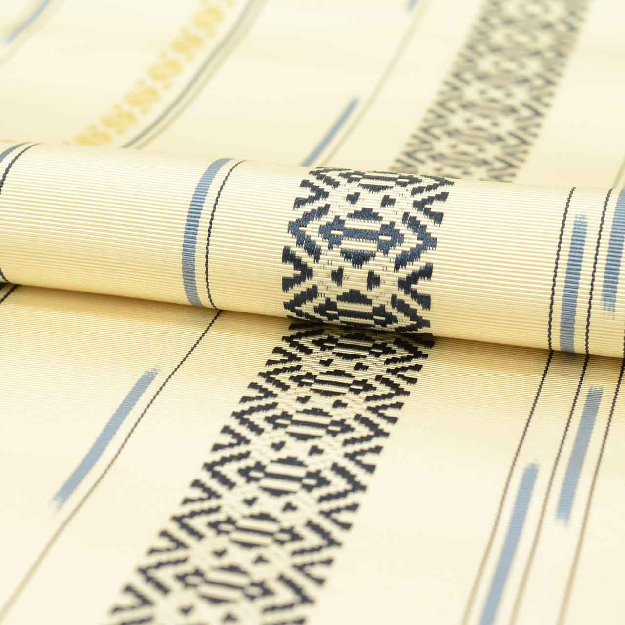 Vintage Japanese Obi | Nagoya Obi | Cream Silk | Kenjo Pattern | Hakata-ori Handwoven | Certified | Sustainable | uu2605b
