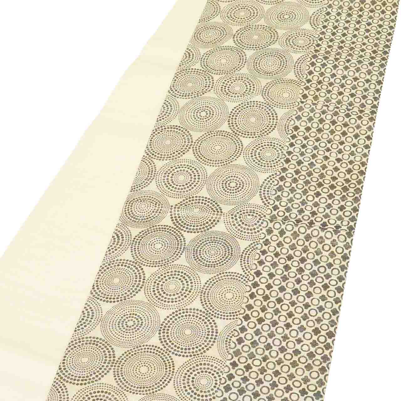 Vintage Japanese Obi | Fukuro Obi | Gray Silver Silk | Circle Pattern | Fukure-ori | Semi-formal | Sustainable | uu2606b