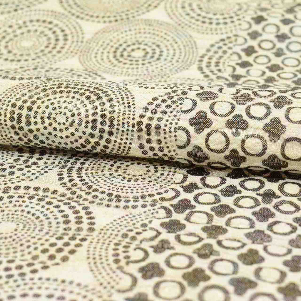 Vintage Japanese Obi | Fukuro Obi | Gray Silver Silk | Circle Pattern | Fukure-ori | Semi-formal | Sustainable | uu2606b