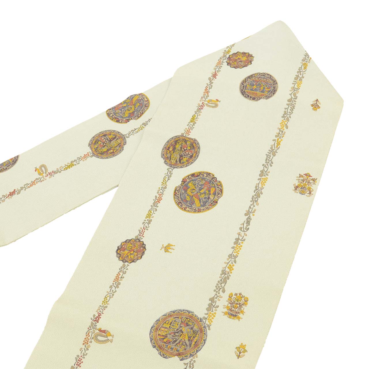Vintage Japanese Obi | Nagoya Obi | Gray Silk Crepe | Auspicious Pattern | Semi-formal | Sustainable | uu2609b