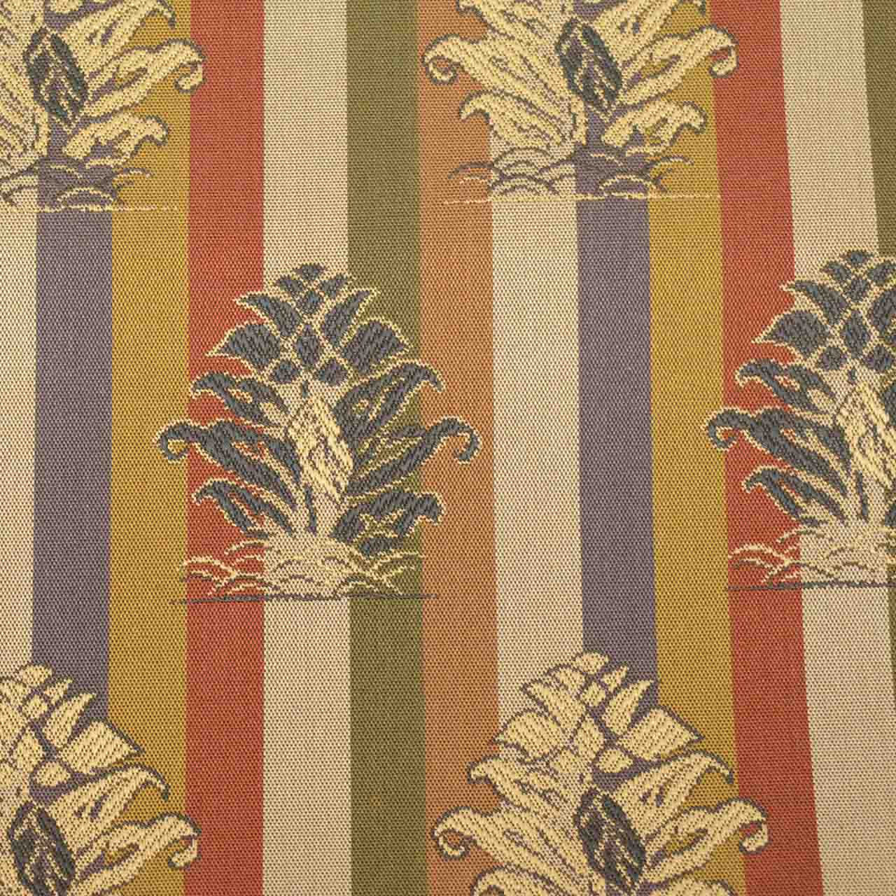 Vintage Japanese Obi | Nagoya Obi | Brown Silk | Stripe Botanical | Casual | Sustainable | uu2610b