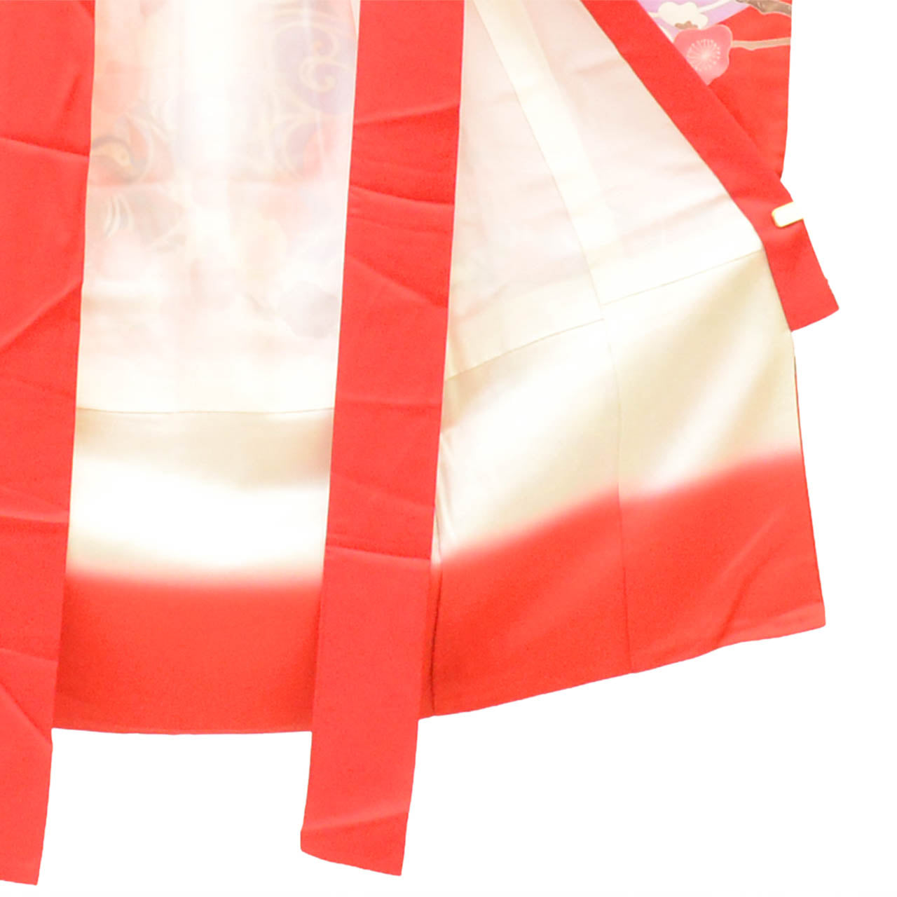 [Used] Recycled Kimono for Baby Girl, One-Piece, Pure Silk, Ready-Made, Sleeve Length 46.0cm (18.1in), Body Length 98.5cm (38.8in), Red, Mandarin Duck and Plum Blossom Pattern, Comes with Undergarment, Baby, Gold Embellishment, First Kimono uu2614b 