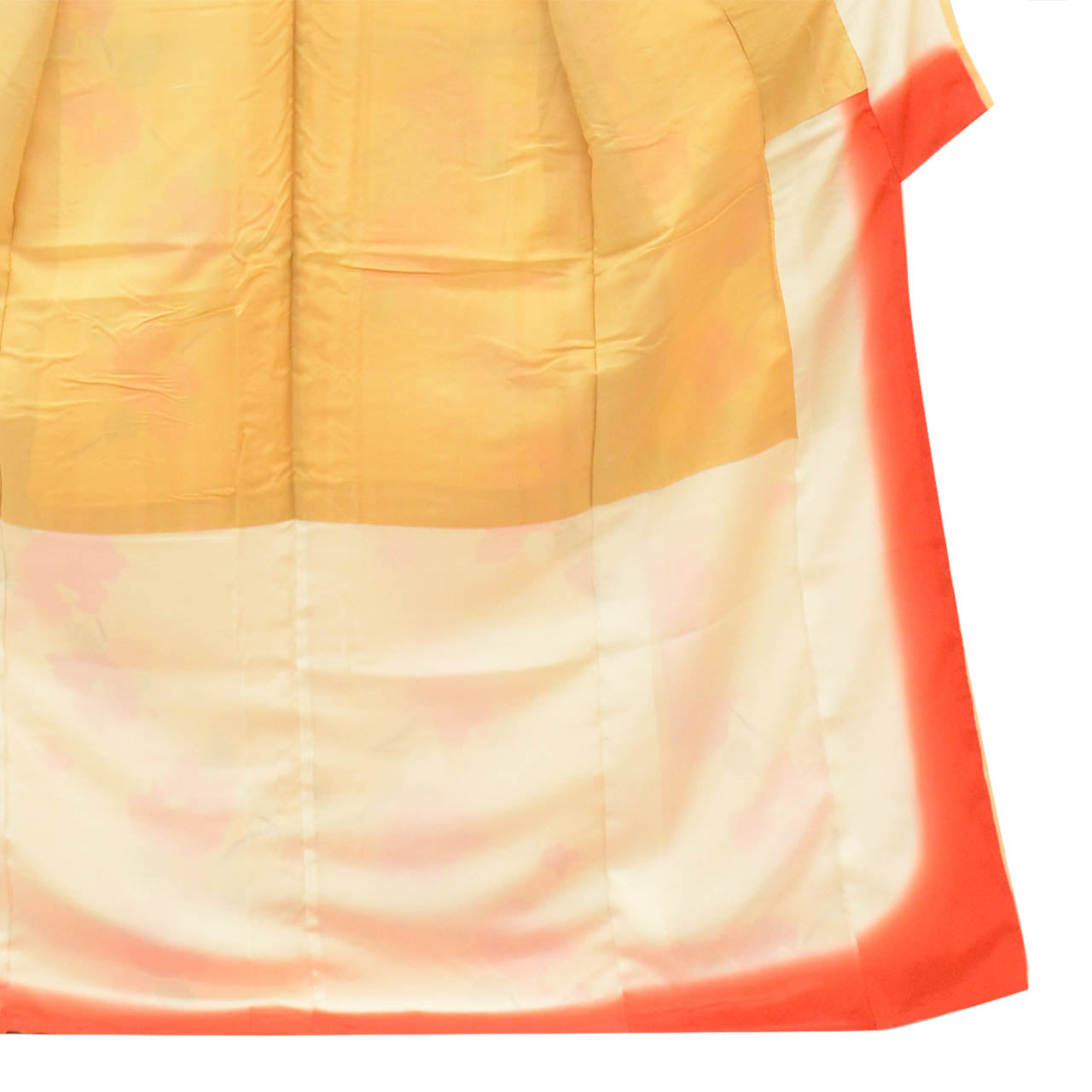 [Used] Recycled Kimono, Komon style, Pure Silk, Size L, Good Condition, Length 162.5cm (64.0in), Sleeve Length 63.3cm (24.9in), Lined, Ready-made, Orange Camellia, Silk, Reuse uu2620b 