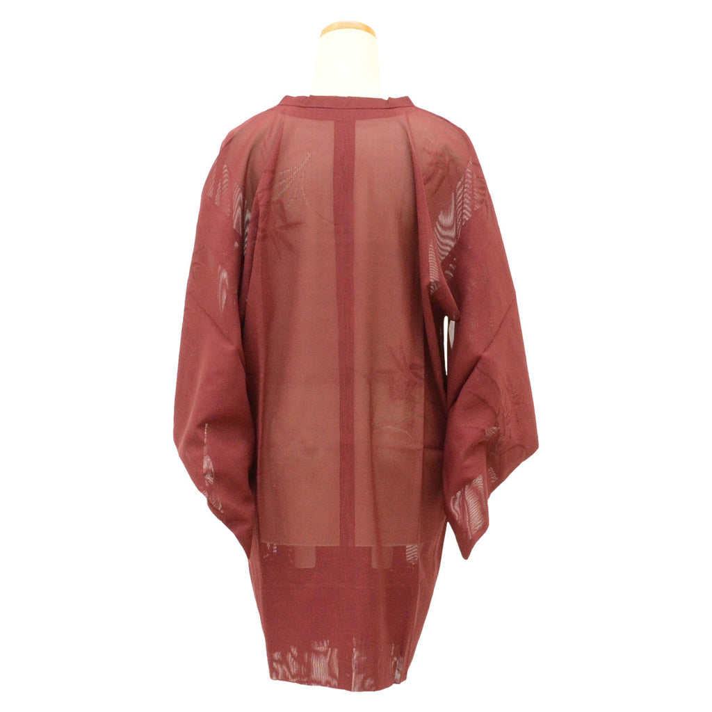 Vintage Japanese Kimono | Summer Michiyuki Coat | Red Silk Ro | Floral | Excellent | Sustainable | uu2623b