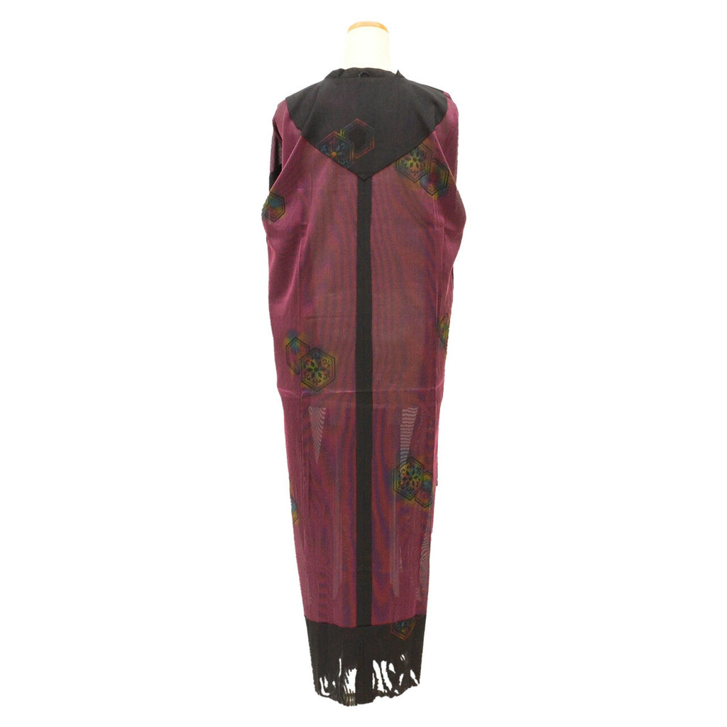 Vintage Japanese Kimono | Summer Rain Coat | Black Silk Ro | Tortoiseshell Floral | Long | Sustainable | uu2624b