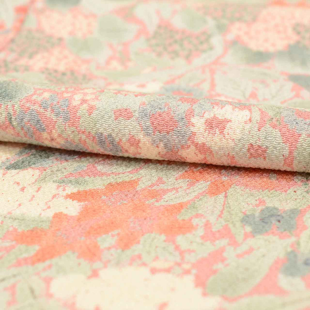 [Used] Recycled Kimono, Komon style, Pure Silk, Size SS (Small Height), Good Condition, Length 147.0cm (57.9in), Sleeve Length 61.5cm (24.2in), Lined, Ready-made, Crepe fabric, Pink, Floral pattern, Silk, Reused, uu2674b 