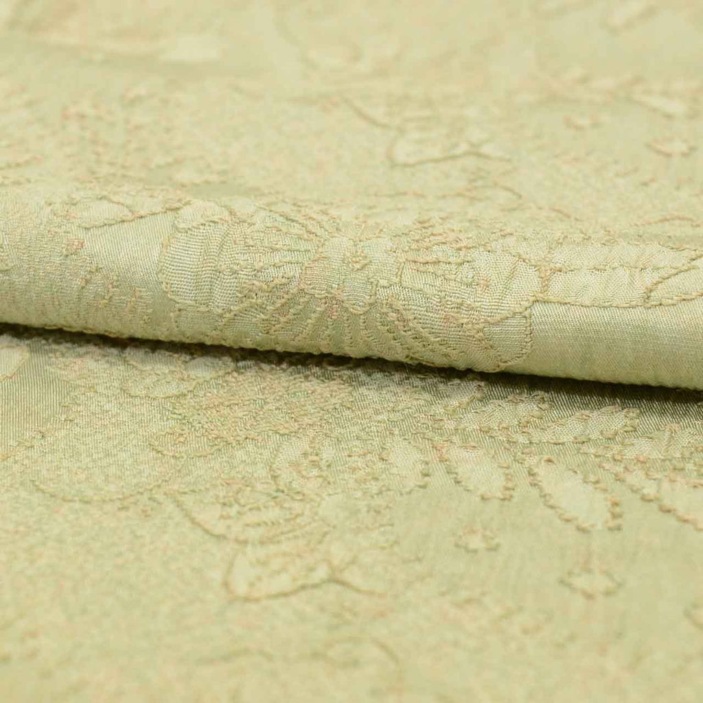 [Used] Recycled Kimono, Komon style, Pure Silk, Size M, Good Condition, Length 159.0cm (62.6in), Sleeve Length 63.3cm (24.9in), Lined, Ready-made, Textured Weave, Green Floral Pattern, Silk, Reused uu2683b 