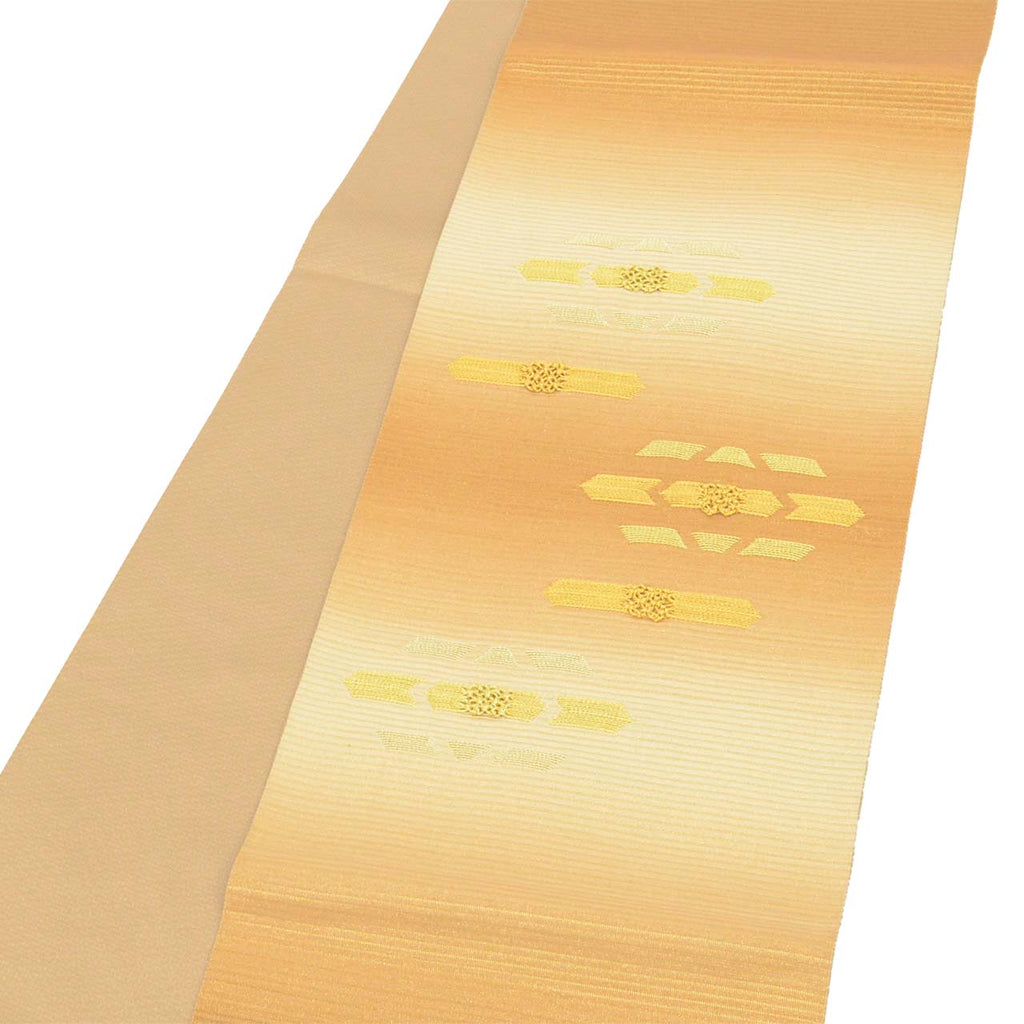 Vintage Japanese Obi | Fukuro Obi | Tan Gold Silk | Stripe | Kawari-ori | Formal | Sustainable | uu2691b