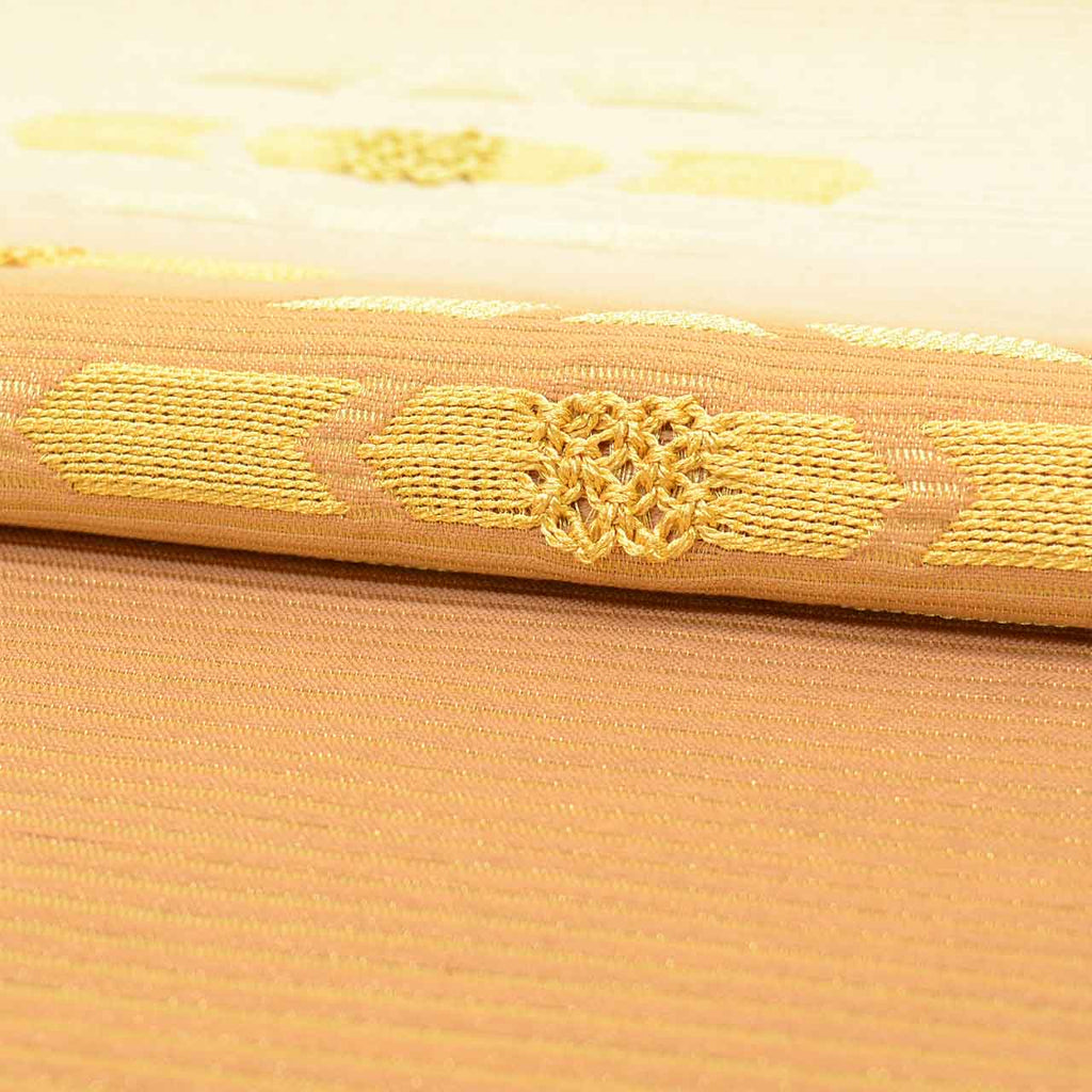 Vintage Japanese Obi | Fukuro Obi | Tan Gold Silk | Stripe | Kawari-ori | Formal | Sustainable | uu2691b