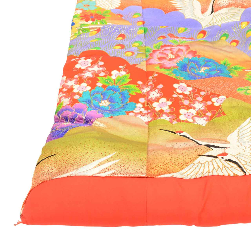 [Used] Recycled Kimono, Irouchikake (Wedding Kimono), Pure Silk, Sleeve Length 65.3cm (25.7in), Body Length 200.0cm (78.7in), Size LL, Red, Crane and Flower Pattern, Embroidery, Gold Thread, Foil Finish uu2700b 