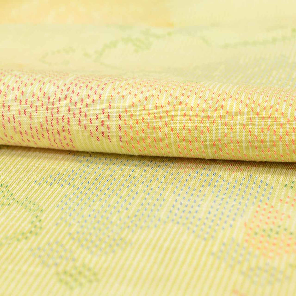 Vintage Japanese Kimono | Tsumugi | Green Silk | Floral Arabesque | Unused | Size S | Sustainable | uu2717b