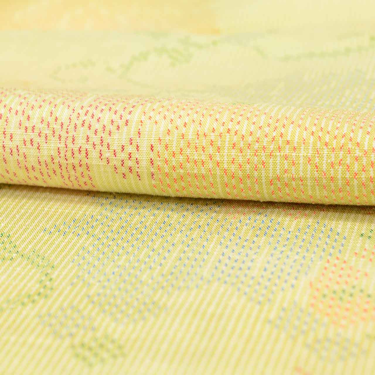 Vintage Japanese Kimono | Tsumugi | Green Silk | Floral Arabesque | Unused | Size S | Sustainable | uu2717b