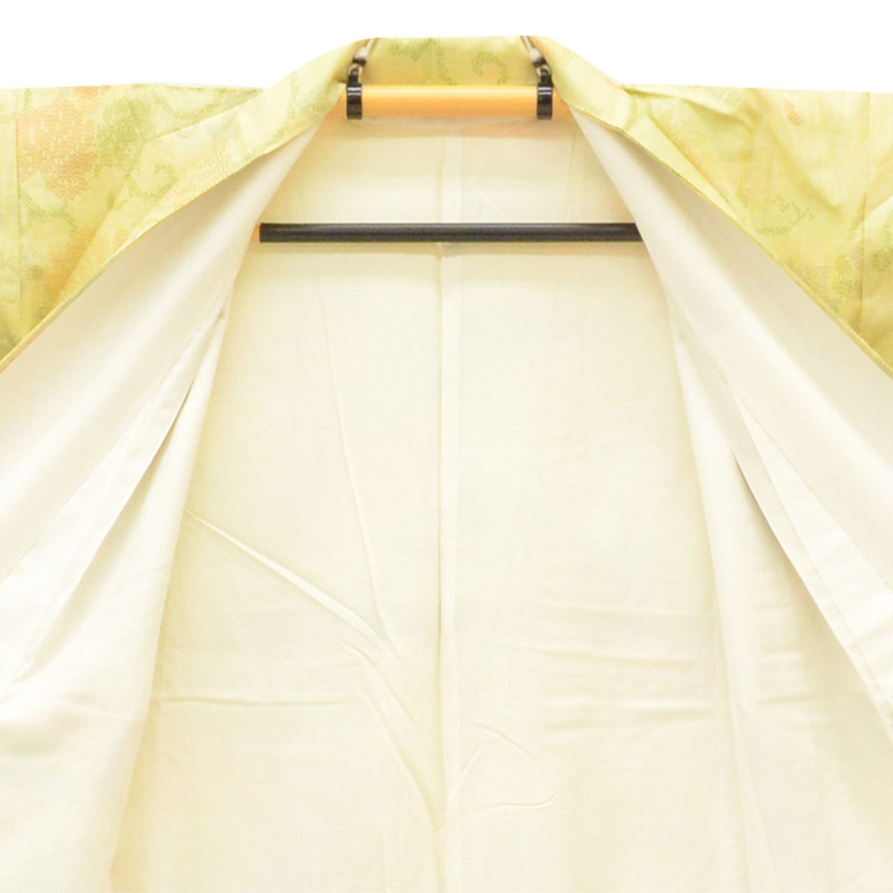 Vintage Japanese Kimono | Tsumugi | Green Silk | Floral Arabesque | Unused | Size S | Sustainable | uu2717b