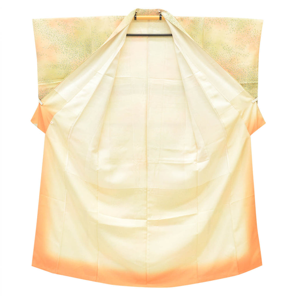 [Used] Recycled Kimono, Komon (small pattern), Pure Silk, Size S, Good Condition, Length 153.5cm (60.4in), Sleeve Length 63.0cm (24.8in), Lined, Ready-made, Unused, Orange, Gradation, Arare (hailstone pattern), Silk, Reuse, uu2719b 