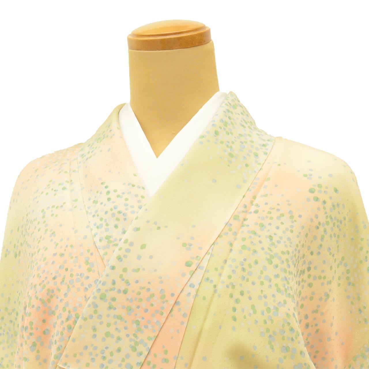 [Used] Recycled Kimono, Komon (small pattern), Pure Silk, Size S, Good Condition, Length 153.5cm (60.4in), Sleeve Length 63.0cm (24.8in), Lined, Ready-made, Unused, Orange, Gradation, Arare (hailstone pattern), Silk, Reuse, uu2719b 