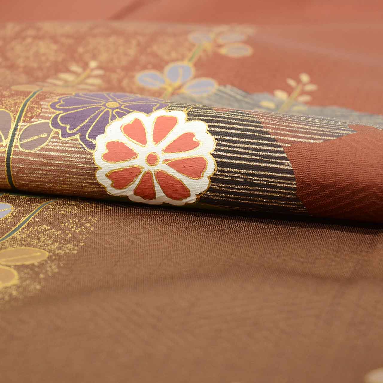 Vintage Japanese Kimono | Tsukesage | Silk | Gold Foil | Tall Size LL | Excellent | Sustainable | uu2729b