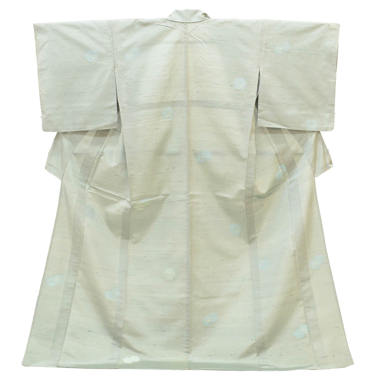 [Used] Tsumugi Silk Kimono, Hakusan Tsumugi, Recycled, Pure Silk, Size LL (Tall/Plus Size), Suitable for Tall/Slightly Curvy Figures, Special Item, Length 166cm, Sleeve Length 68.5cm, Unlined, Ready-made, Gray with Floral Pattern, Silk, Reused, uu2733b 