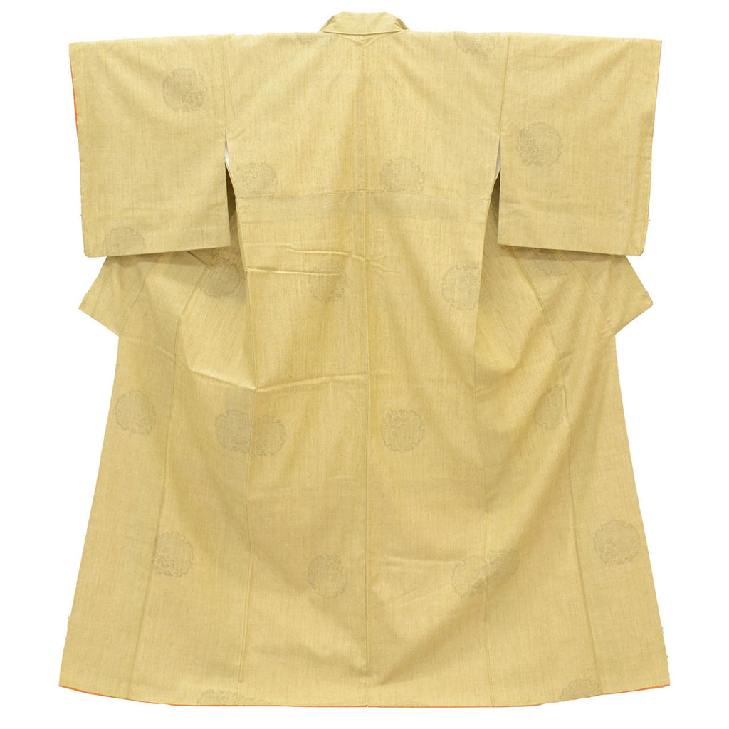 Vintage Japanese Kimono | Yuki Tsumugi | Green Silk | Snow Wheel Pattern | UNESCO Heritage | Size M | Sustainable | uu2734b