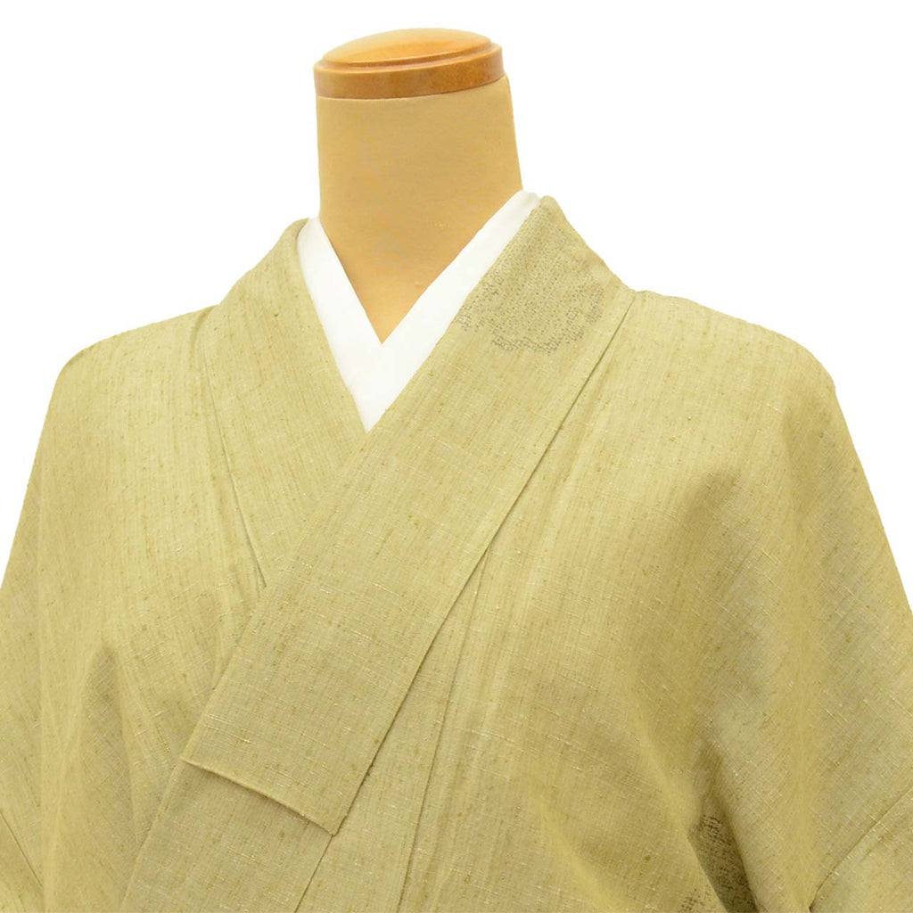 Vintage Japanese Kimono | Yuki Tsumugi | Green Silk | Snow Wheel Pattern | UNESCO Heritage | Size M | Sustainable | uu2734b