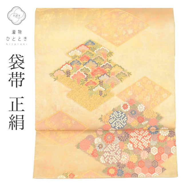 【中古】 リサイクル袋帯 袋帯 帯 正絹 絹 引箔 唐織 良品 六通柄 松皮小袖 フォーマル 訪問着 付下げ 黒留袖 色留袖 着物 SILK シルク kimono リユース uu2737b