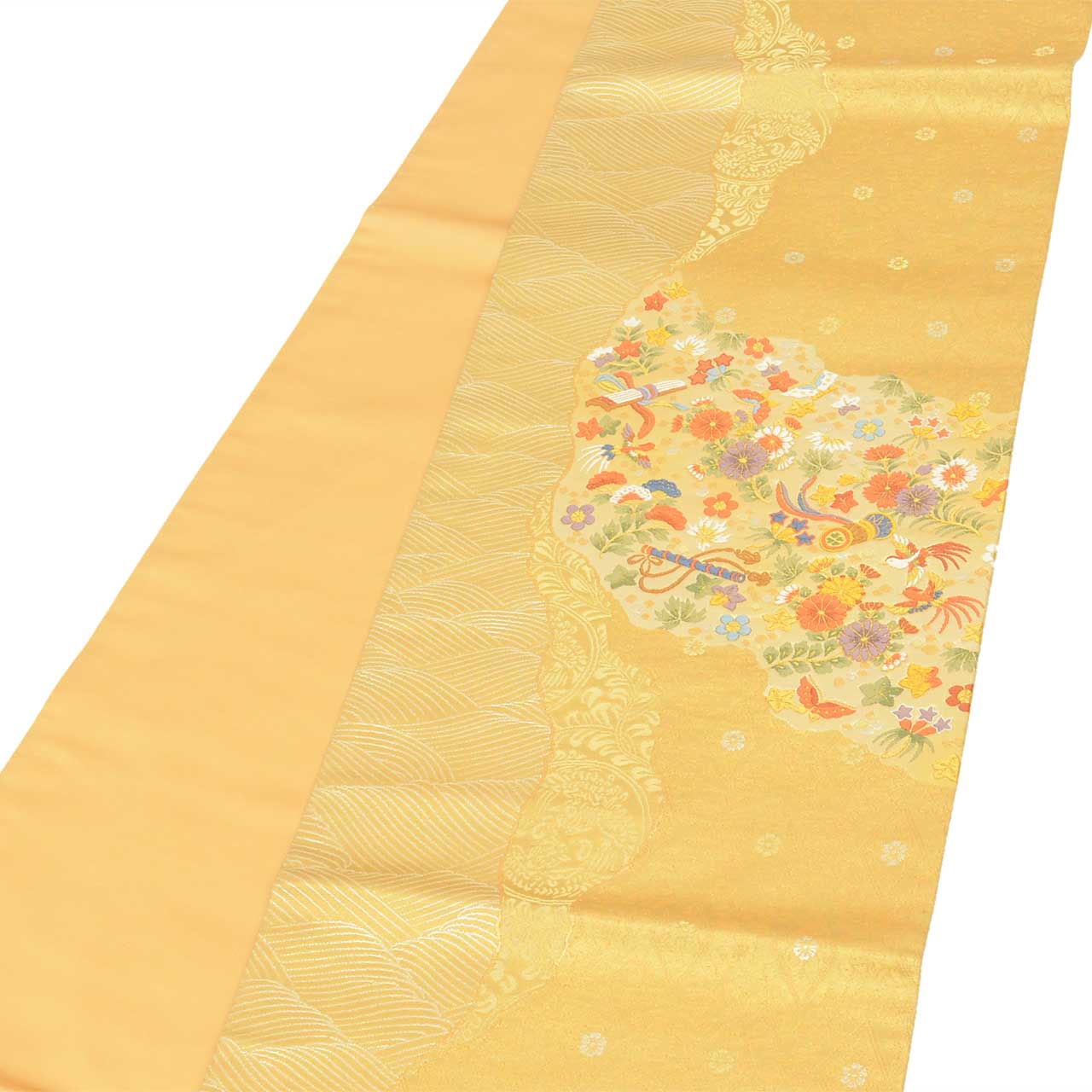 Vintage Japanese Obi | Fukuro Obi | Gold Silk | Phoenix Michiyuki-Dori | Kara-ori | Ginza Kishiya | Excellent | Sustainable | uu2739b